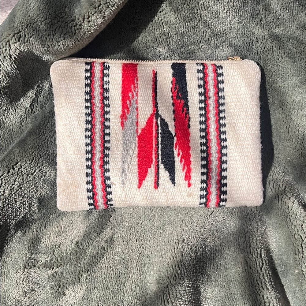 Vintage Chimayo Cream and Red Patterned Purse all wool